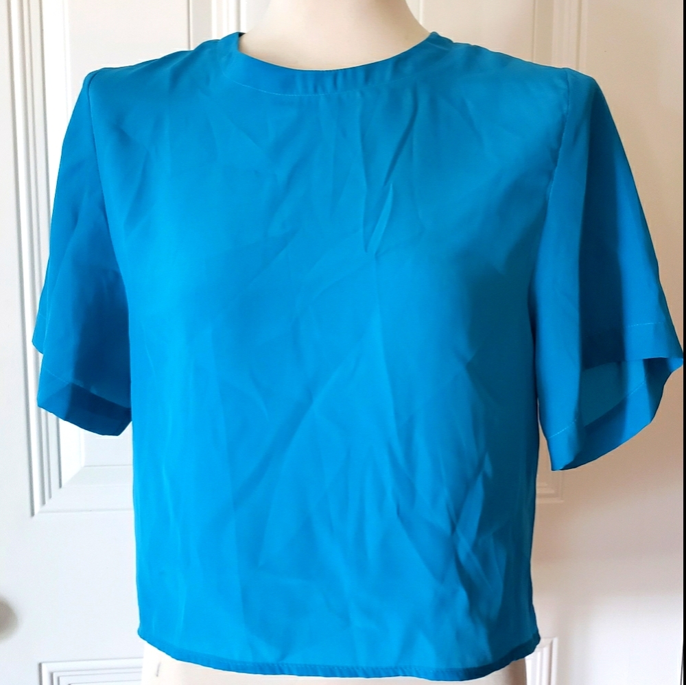Sara Stephen Blue/Aqua Blouse sz Small/ 8 Women's